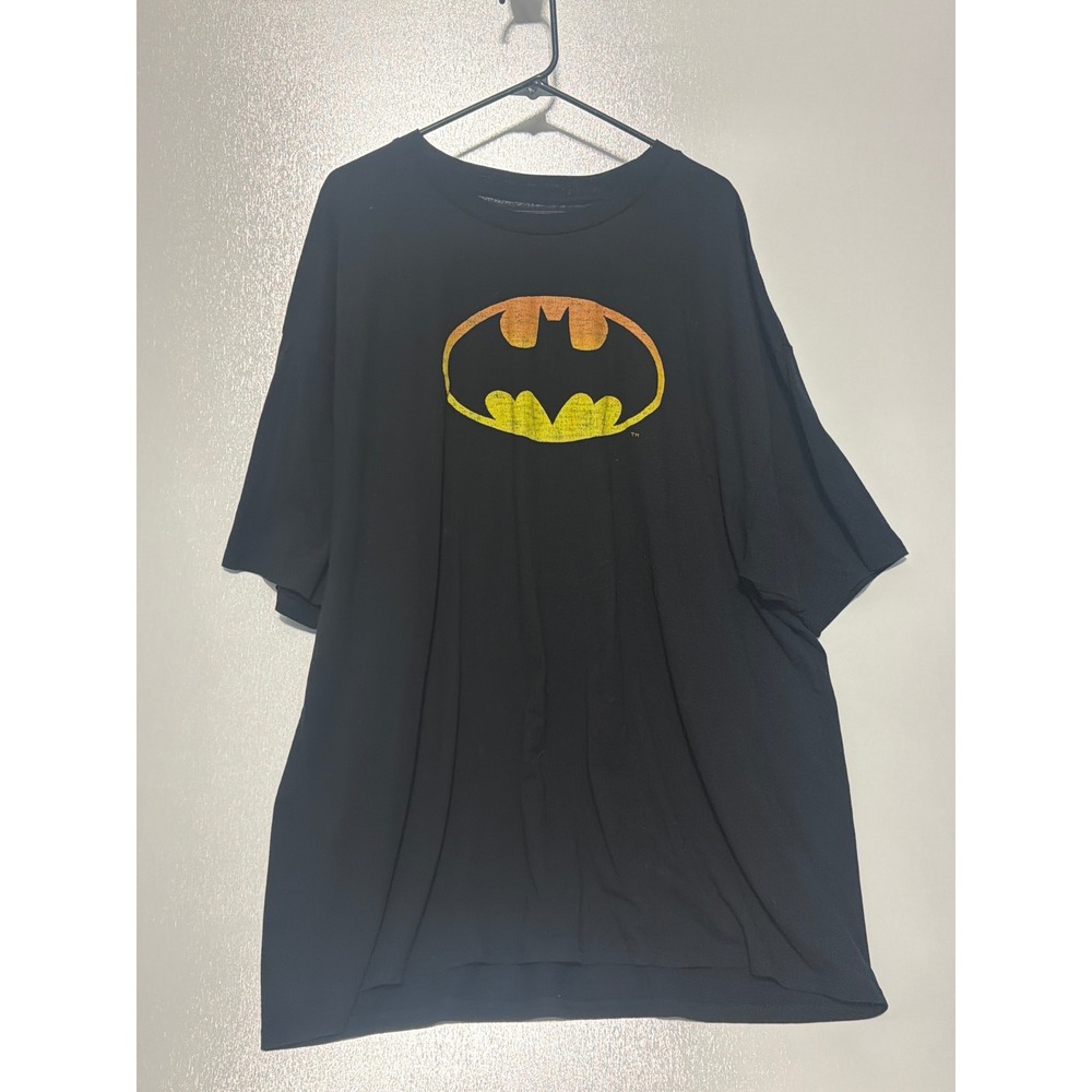 Batman DC Comics Graphic T-Shirt Mens 4XB Black Orange Yellow Logo Mad Engine